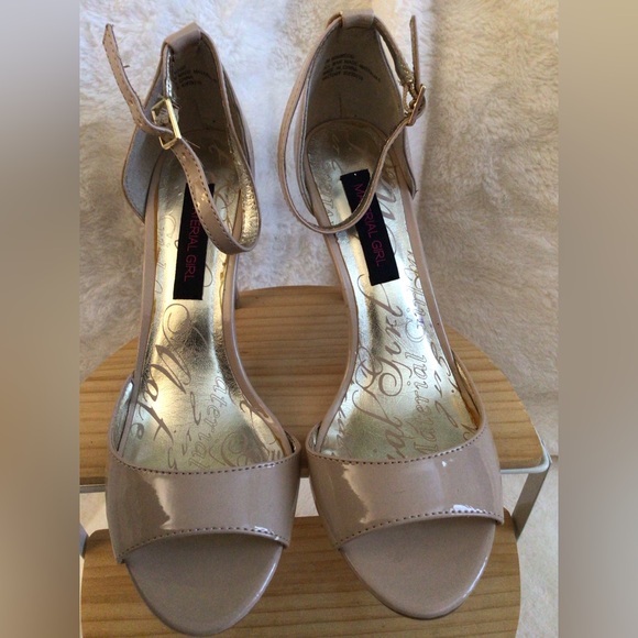 Material Girl Shoes - Material Girl Nude Ankle Strap Heels